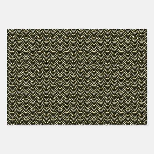 Moderne gele zwarte witte geometrische Japanse gol Inpakpapier Vel (Voorkant 2)