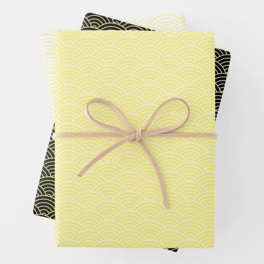 Moderne gele zwarte witte geometrische Japanse gol Inpakpapier Vel (In situ)