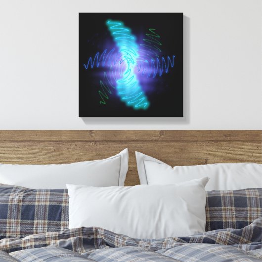 Moderne geluidsgolven met neongloed canvas afdruk (Insitu (Slaapkamer))