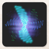 Moderne geluidsgolven met neongloed kartonnen onderzetters (Voorkant)