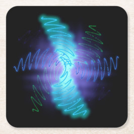 Moderne geluidsgolven met neongloed kartonnen onderzetters