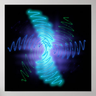 Moderne geluidsgolven met neongloed poster