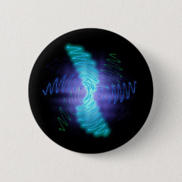 Moderne geluidsgolven met neongloed ronde button 5,7 cm