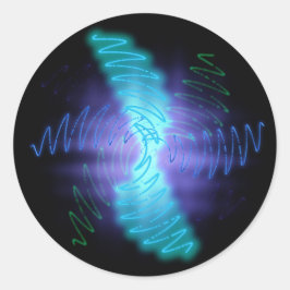 Moderne geluidsgolven met neongloed ronde sticker
