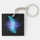Moderne geluidsgolven met neongloed sleutelhanger (Achterkant)