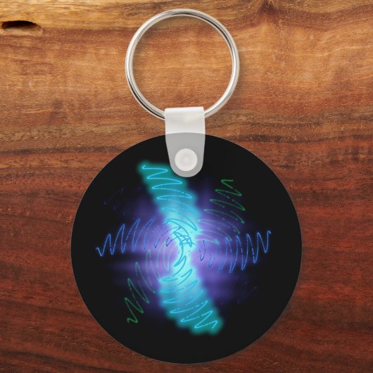 Moderne geluidsgolven met neongloed sleutelhanger (Voorkant)