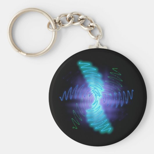 Moderne geluidsgolven met neongloed sleutelhanger (Voorkant)