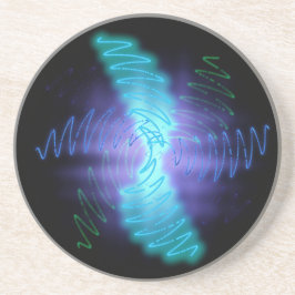 Moderne geluidsgolven met neongloed zandsteen onderzetter