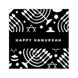 Moderne Gelukkig Hanukkah Menorah & Davidster Rubberstempel
