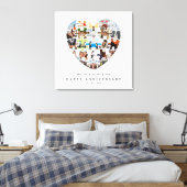Moderne Gelukkig Jubileum Hart Puzzel Collage Canvas Afdruk (Insitu (Slaapkamer))