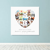 Moderne Gelukkig Jubileum Hart Puzzel Collage Canvas Afdruk (Insitu (Houten vloer))