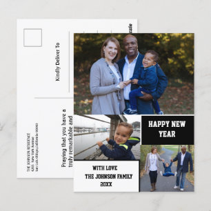 Moderne Gelukkig Nieuwjaar 3 Foto Collage Briefkaart