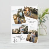 Moderne Gelukkig Nieuwjaar 4 foto ontwerp Feestdagenkaart (Staand voorkant)