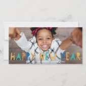 Moderne Gelukkig Nieuwjaar Gouden Faux Folie w / A Feestdagenkaart (Voorkant)