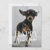 Moderne Gelukkig Nieuwjaar Script Strepen Eén Foto Feestdagenkaart (Voorkant)