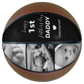 Moderne gelukkige 1e Vaderdag fotocollage Basketbal (Voorkant)