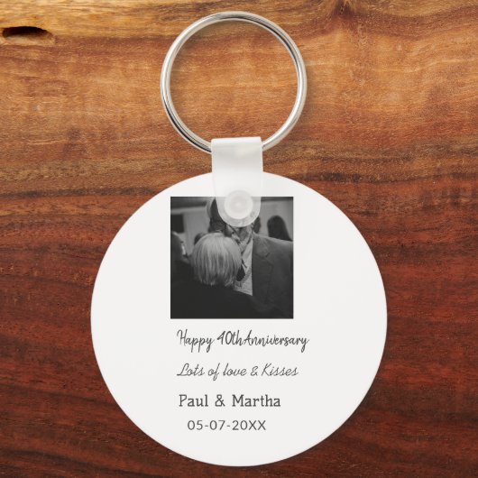 Moderne gelukkige 40ste verjaardag voeg naam datum sleutelhanger (Voorkant)