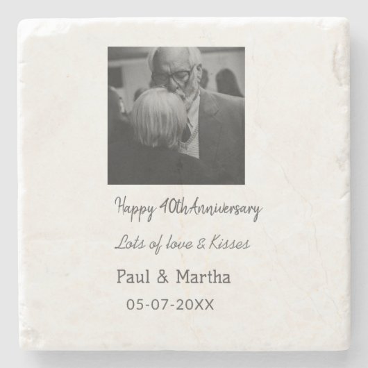 Moderne gelukkige 40ste verjaardag voeg naam datum stenen onderzetter (Voorkant)