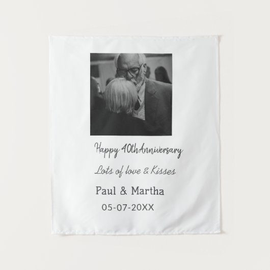 Moderne gelukkige 40ste verjaardag voeg naam datum wandkleed (Voorkant)