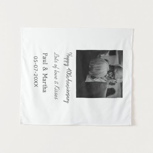 Moderne gelukkige 40ste verjaardag voeg naam datum wandkleed (Voorkant (horizontaal))