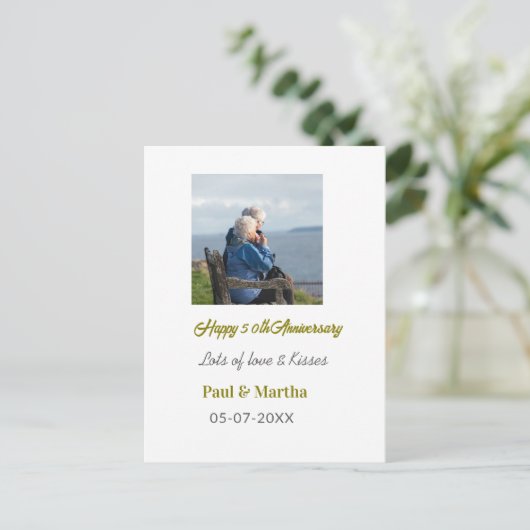 Moderne gelukkige 50ste verjaardag voeg naam datum briefkaart (Staand voorkant)