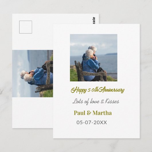 Moderne gelukkige 50ste verjaardag voeg naam datum briefkaart (Voorkant / Achterkant)