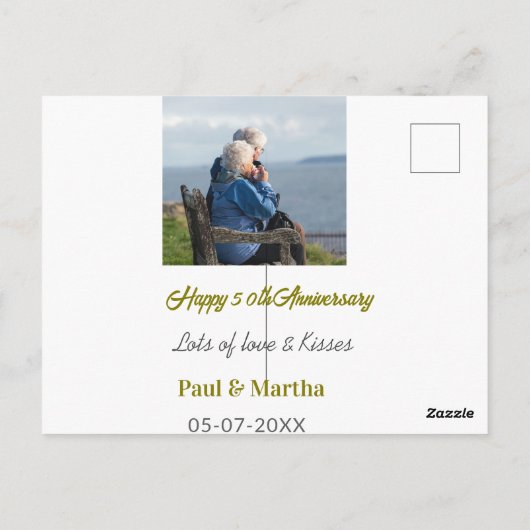 Moderne gelukkige 50ste verjaardag voeg naam datum briefkaart (Achterkant)