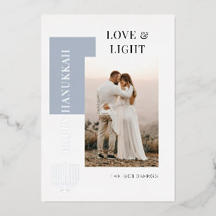 Moderne Gelukkige Chanoeka Liefde Licht Foto Folie Feestdagenkaart