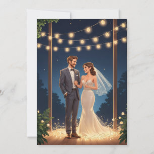 moderne gelukkige-ever-after elopement receptie kaart