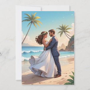 moderne gelukkige-ever-after elopement receptie kaart