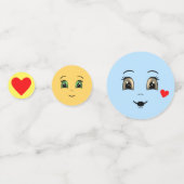 Moderne, gelukkige gezichten in lichtblauw en geel confetti (Voorkanten)