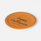 Moderne Gelukkige Halloween In reliëf gemaakte Zwa Papieren Bordje (Gekanteld)