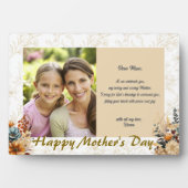 Moderne Gelukkige Moederdag Beige Bloemen Fotoplaat (voorkant)