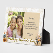 Moderne Gelukkige Moederdag Beige Bloemen Fotoplaat (Zijkant)