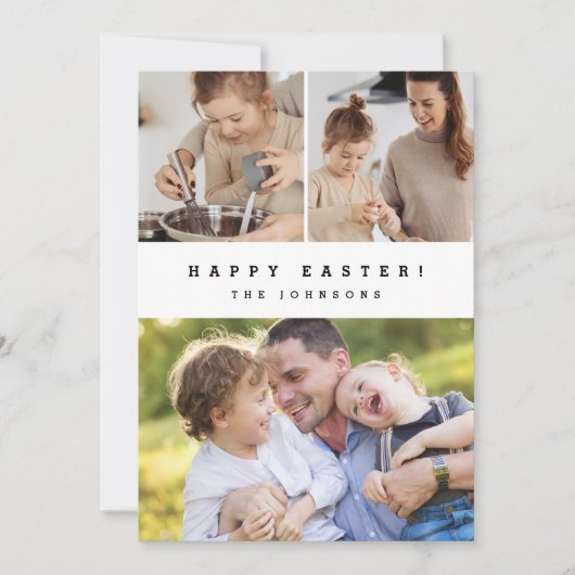 Moderne Gelukkige Pasen Verticale Familie Fotocoll Feestdagenkaart (Voorkant)