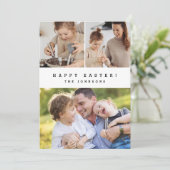 Moderne Gelukkige Pasen Verticale Familie Fotocoll Feestdagenkaart (Staand voorkant)