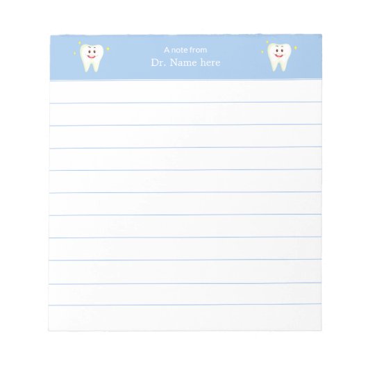 Moderne gelukkige tand beklede tandarts notitieblok (Voorkant)