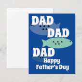 Moderne gelukkige Vaderdag Vissen Blauw (Voorkant / Achterkant)