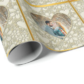 Moderne Gelukkige Valentijnsdag op Hart en Bloemen Cadeaupapier (Rol Hoek)