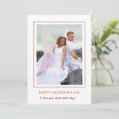 Moderne Gelukkige Valentijnsdag Rode Foto Feestdagenkaart (Staand voorkant)