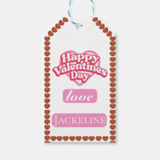 Moderne Gelukkige Valentijnsdag rode hart liefde Cadeaulabel