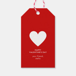 Moderne Gelukkige Valentijnsdag Rood Wit Hart Stre Cadeaulabel