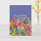 Moderne Gelukkige Verjaardag Bloemen Kattentuin Kaart (Gele Bloem)