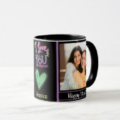 Moderne Gelukkige Verjaardag Foto en Naam Mok (Voorkant rechts)