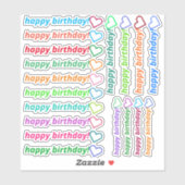 Moderne "gelukkige verjaardag!" + Hart Outline Sha Sticker (Vel)