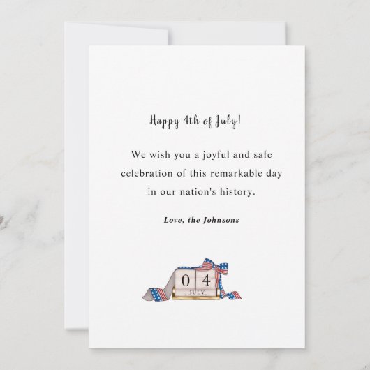 Moderne gelukkige vierde Amerikaanse onafhankelijk Kaart (Achterkant)
