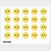 Moderne Gelukkige Zon Ronde Sticker (Vel)