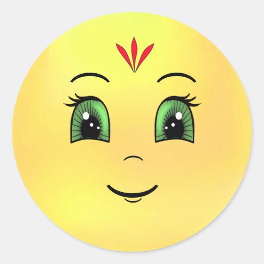 Moderne Gelukkige Zon Ronde Sticker (Voorkant)