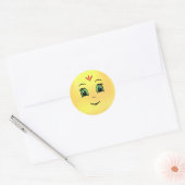 Moderne Gelukkige Zon Ronde Sticker (Envelop)
