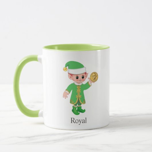 Moderne Geluks-Elf met Calligrafie & Monogram Mok (Links)